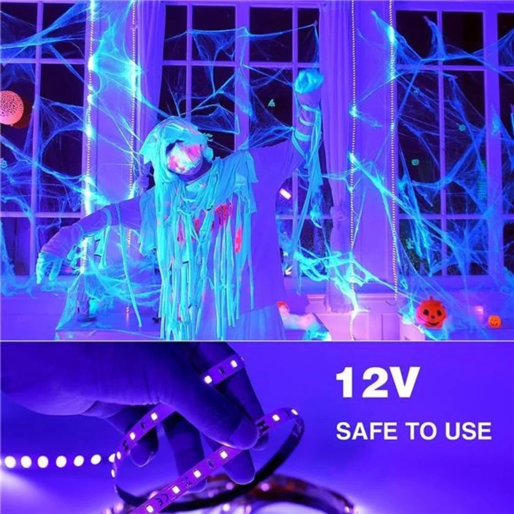 32.8ft LED Black Light Strip Kit, 600 Units Lamp Beads, 12V Flexible Blacklight